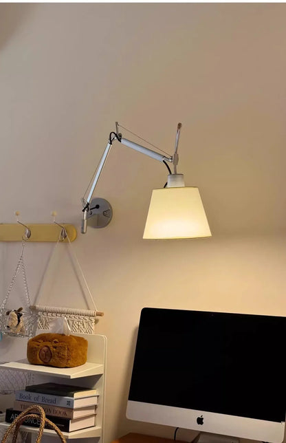 Adjustable Italian Swing Arm Wall Light Small Yellow Shade