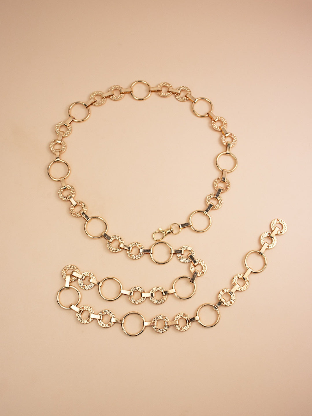 Women’s Gold Hammered Ring Waist Chain Belt