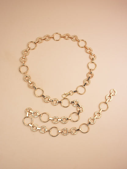 Women’s Gold Hammered Ring Waist Chain Belt