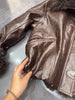 Genuine sheepskin leather jacket with fur collar