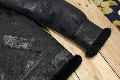 Shearling Jacket Leather Aviator Jacket for Men