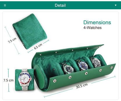 Leather Luxury Watch Box 4 Slot Men’s Watch Display Case