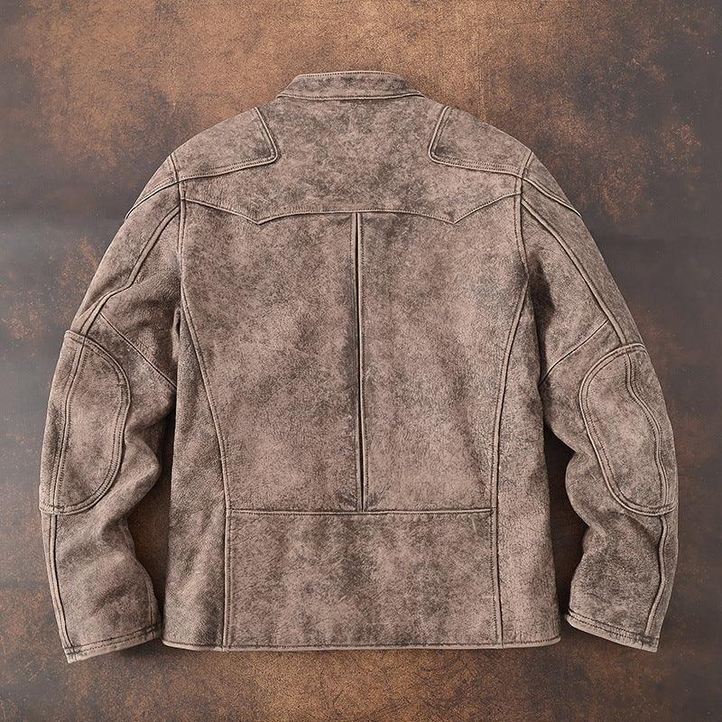 Men Tumbled Cowhide Leather Jacket