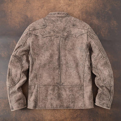 Men Tumbled Cowhide Leather Jacket