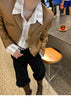 Women Cropped Leather Jacket Short Brown