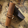 Retro cowhide roll up leather pencil case