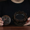 Lotus Incense Burner with Lid and Dark Bronze-Tone Finish