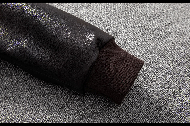 Men’sAviator Leather Flight Jacket with Fur Collar