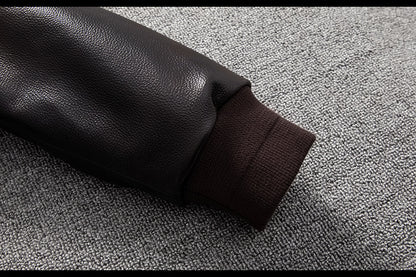 Men’sAviator Leather Flight Jacket with Fur Collar