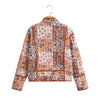 Women Patchwork Floral Print Woven Coat Quilted Polyester Jacket