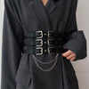 Women’s Black Punk Waist Belt With Buckles and Chains