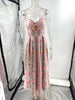 Women summer maxi dress with blush floral bead straps