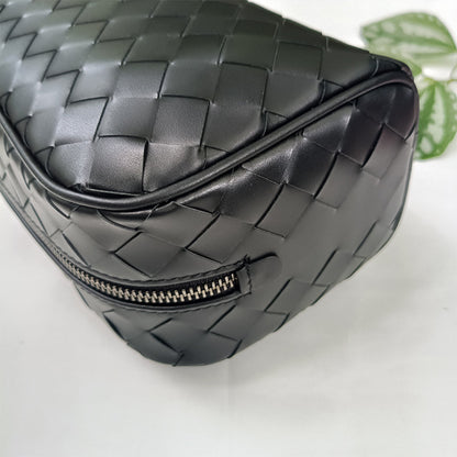 Men’s Genuine Woven Leather Toiletry Bag with Handle