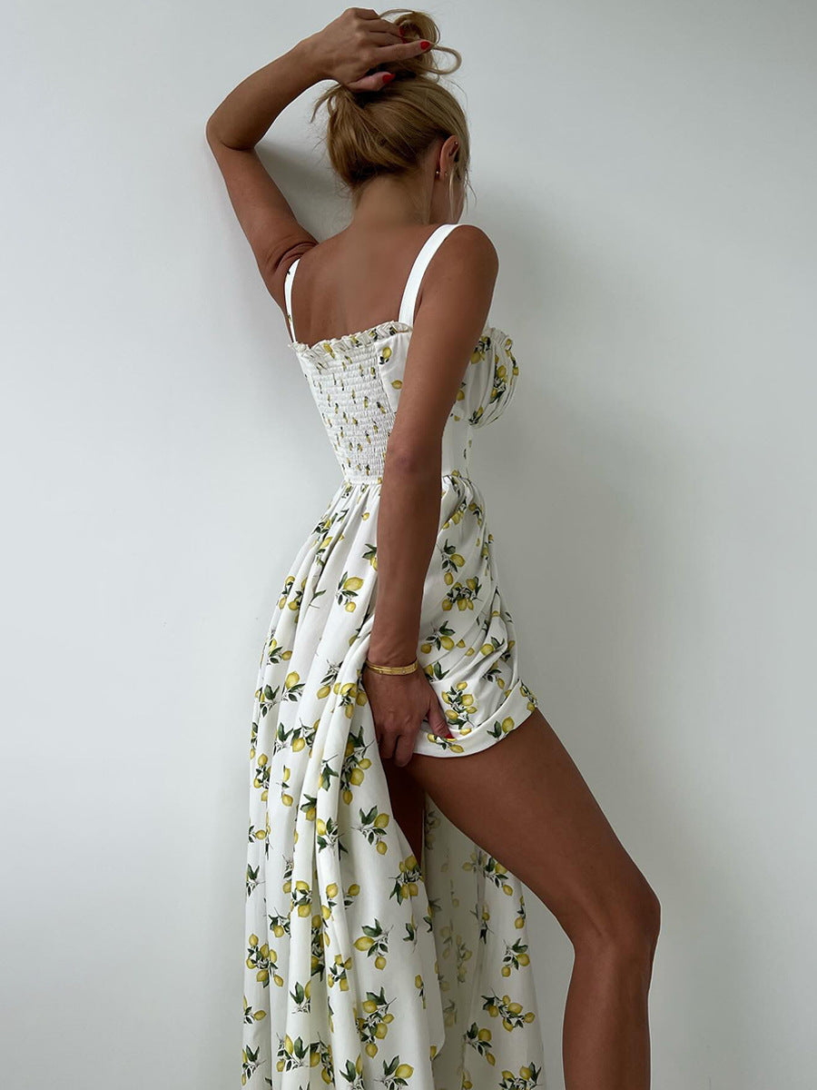 Side Split Maxi Dress Floral Off Shoulder Beach Outfit