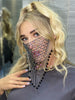 Rhinestone tassel mesh jewelry face mask