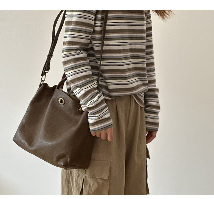 Real Leather Crossbody Office Purse with Strap