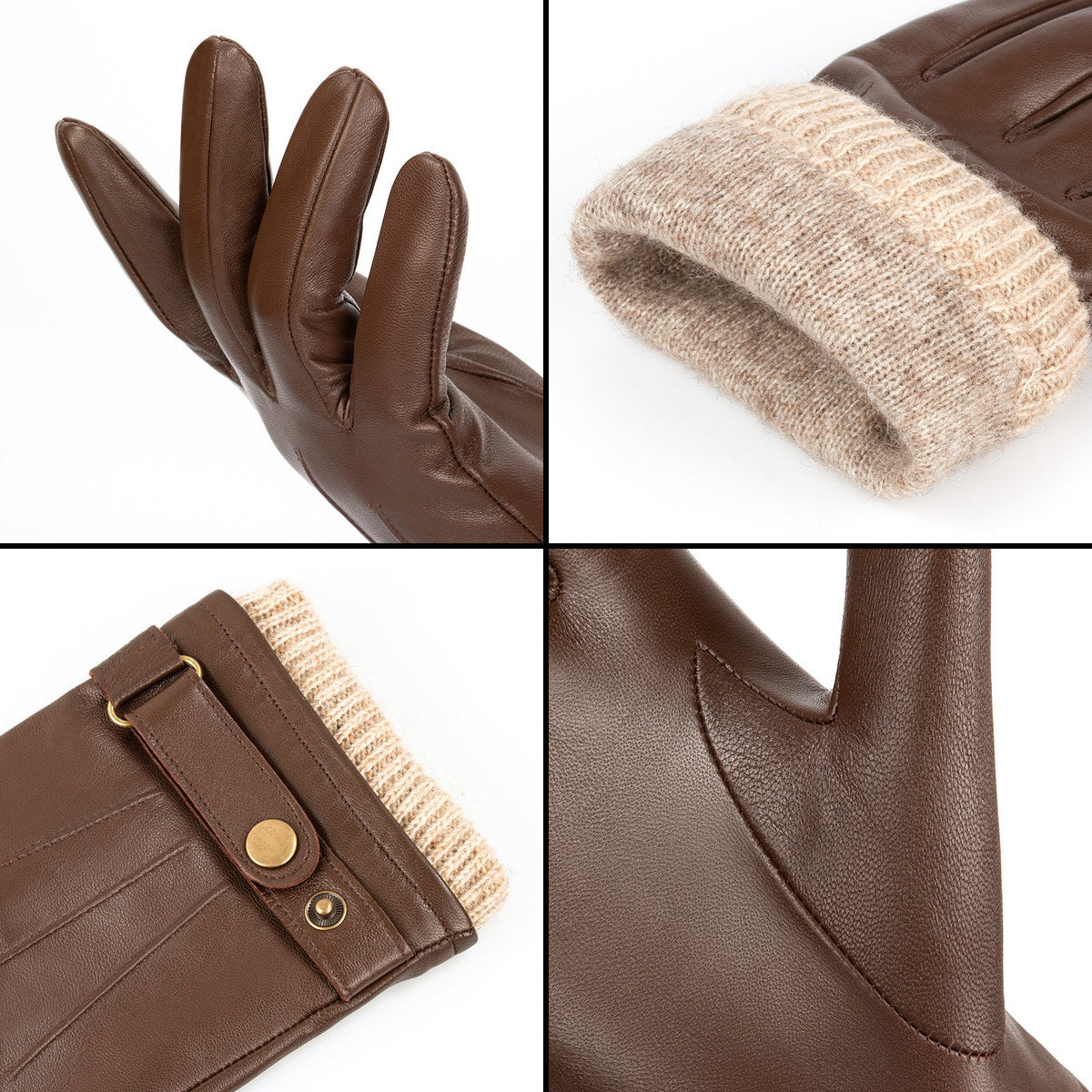 Men's leather gloves with fleece lining