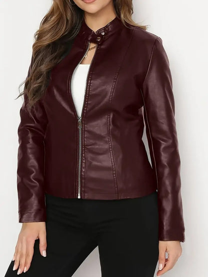 Plus Size Women’s PU Leather Biker Jacket