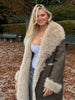 Women Reversible Faux Fur Long Coat Shearling Effect Winter Coat