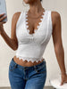 White lace crop top with v neck detail