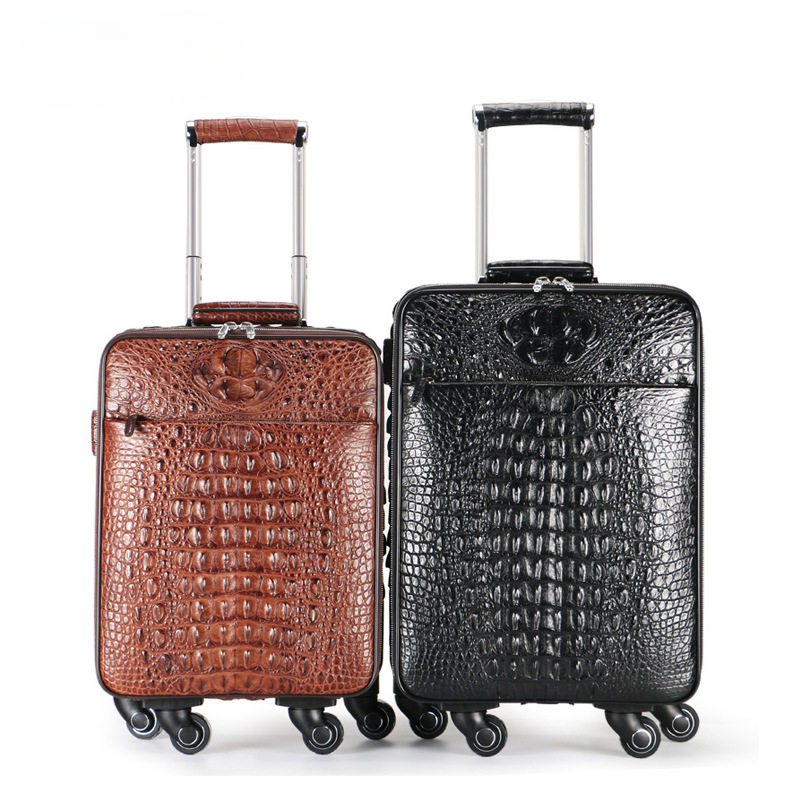 Crocodile Leather Trolley Suitcase for Business & Travel