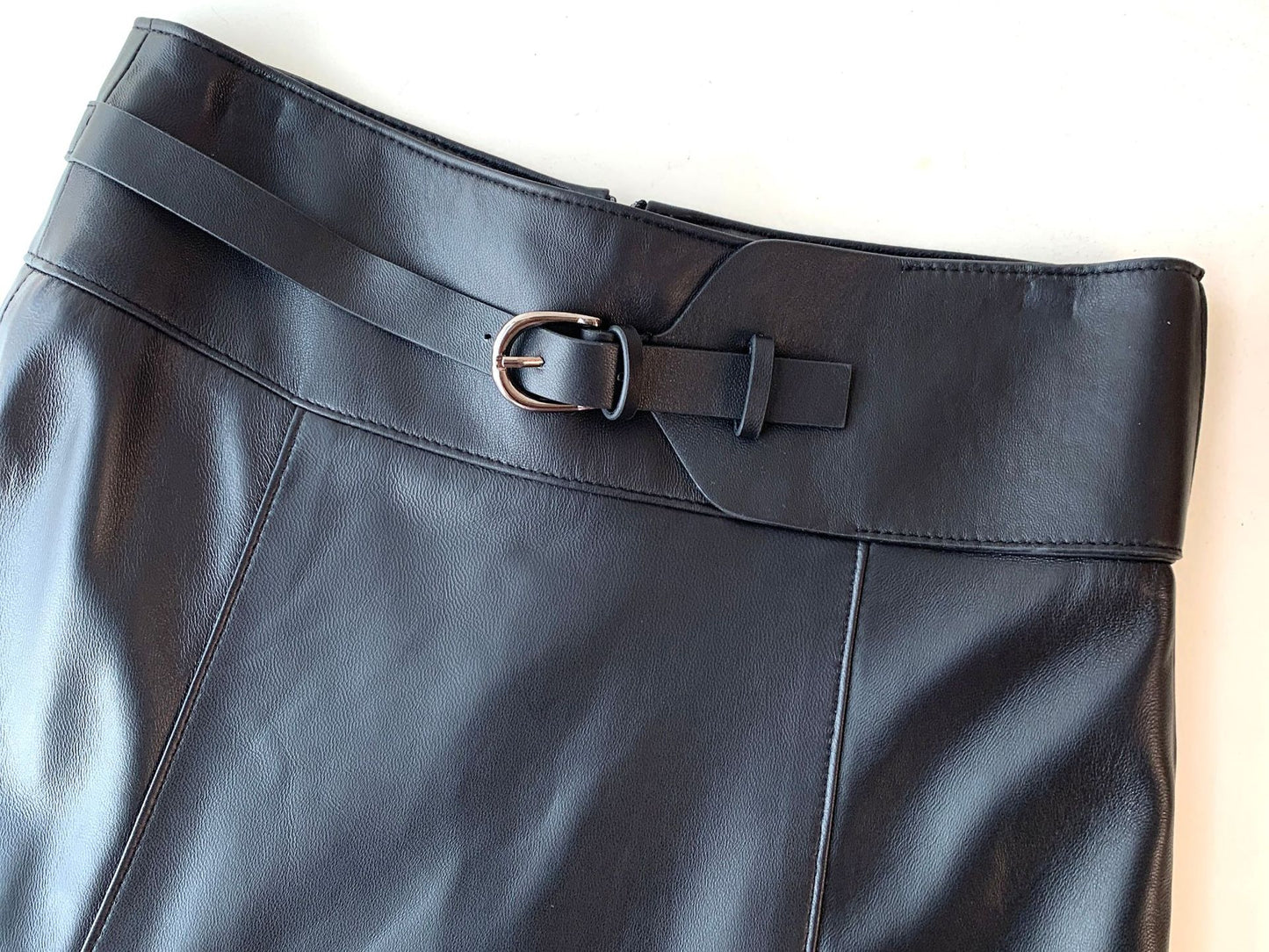 Women’s Genuine Leather High Waist Midi Skirt