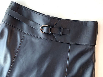 Women’s Genuine Leather High Waist Midi Skirt