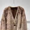 Women’s Brown Sheepskin Lambswool Fur Coat