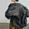 Women Leather Bomber Jacket Oversized Genuine Leather