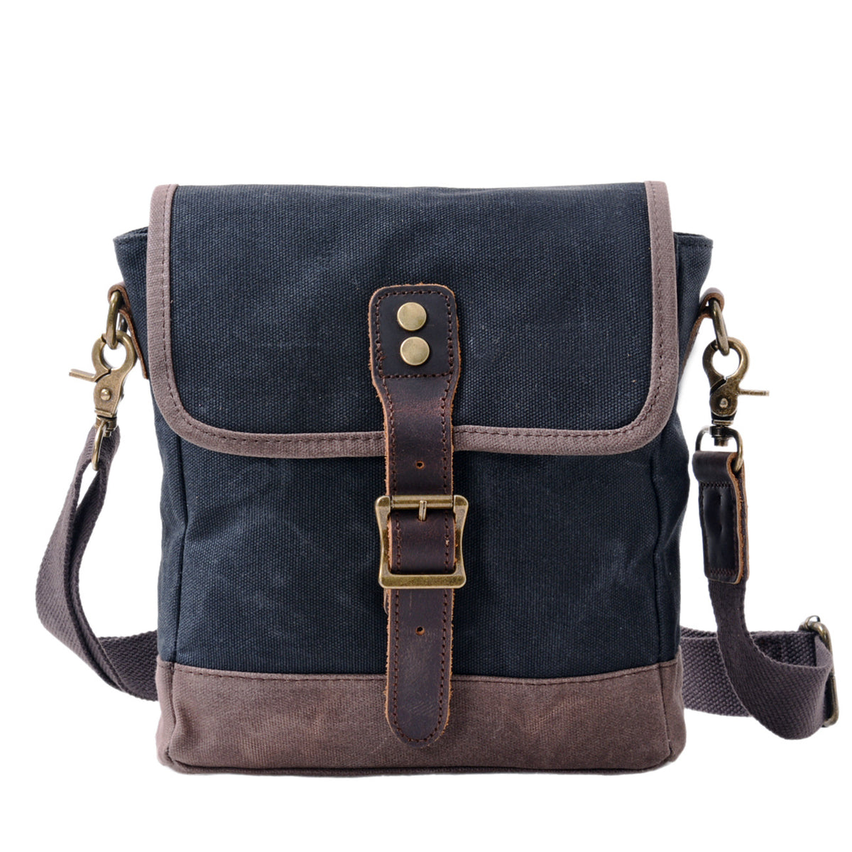 Small Canvas Messenger Bag with Top-Grain Cowhide Leather Trim 4