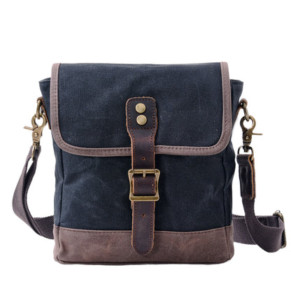 Small Canvas Messenger Bag with Top-Grain Cowhide Leather Trim 4