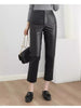 Women’s High Waisted Black Cropped Leather Pants