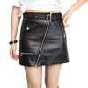 Faux Leather Buckle Belted Mini Skirt