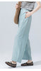Women’s linen pants with cropped wide leg drape