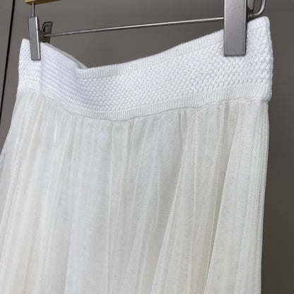 Women’s Cashmere Mesh Patchwork Long Midi Skirt