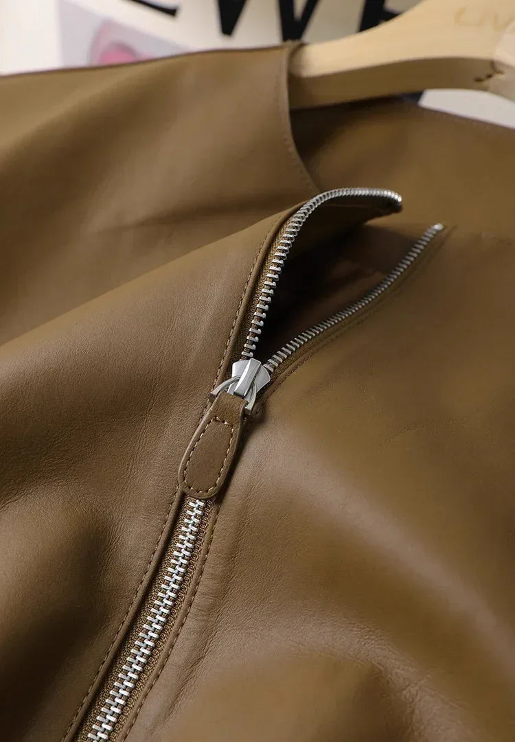 Women Real Soft Leather Zip Vest Office Vest