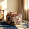 Storage Ottoman with Pumpkin Shape and Retro Patchwork Design