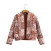 Women Patchwork Floral Print Woven Coat Quilted Polyester Jacket