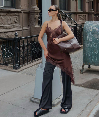 Women Satin Lace Slip Dress – Imitation Silk Lace Slit Inner Dress