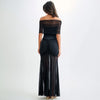 black off shoulder mesh ruched maxi dress women
