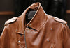 Men’s Oily Brown Waxed Cowhide Biker Jacket