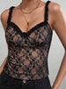 Black lace camisole top with ruffle straps