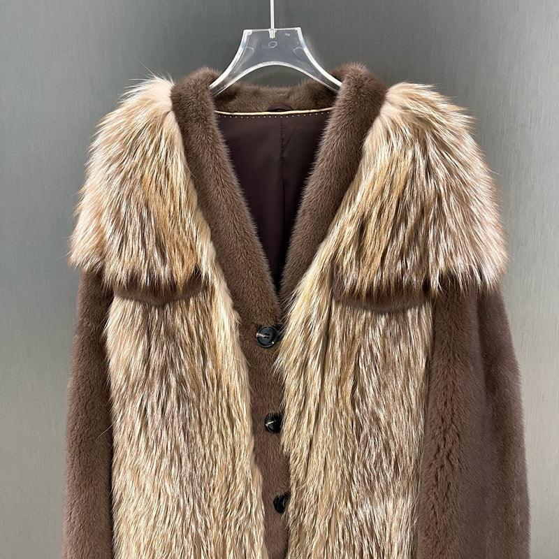 IN STOCK Women’s Mink and Real Fox Fur Coat Winter Jacket