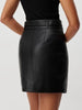 Split Hem Belted Short Leather Skirt