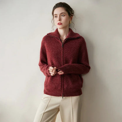 Warm Zip Wool Cashmere Cardigan Jacket Top