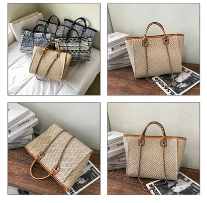 Boho Canvas Bucket Bag for Women