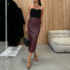 High Waist Faux Leather Midi Skirt Bodycon Fit