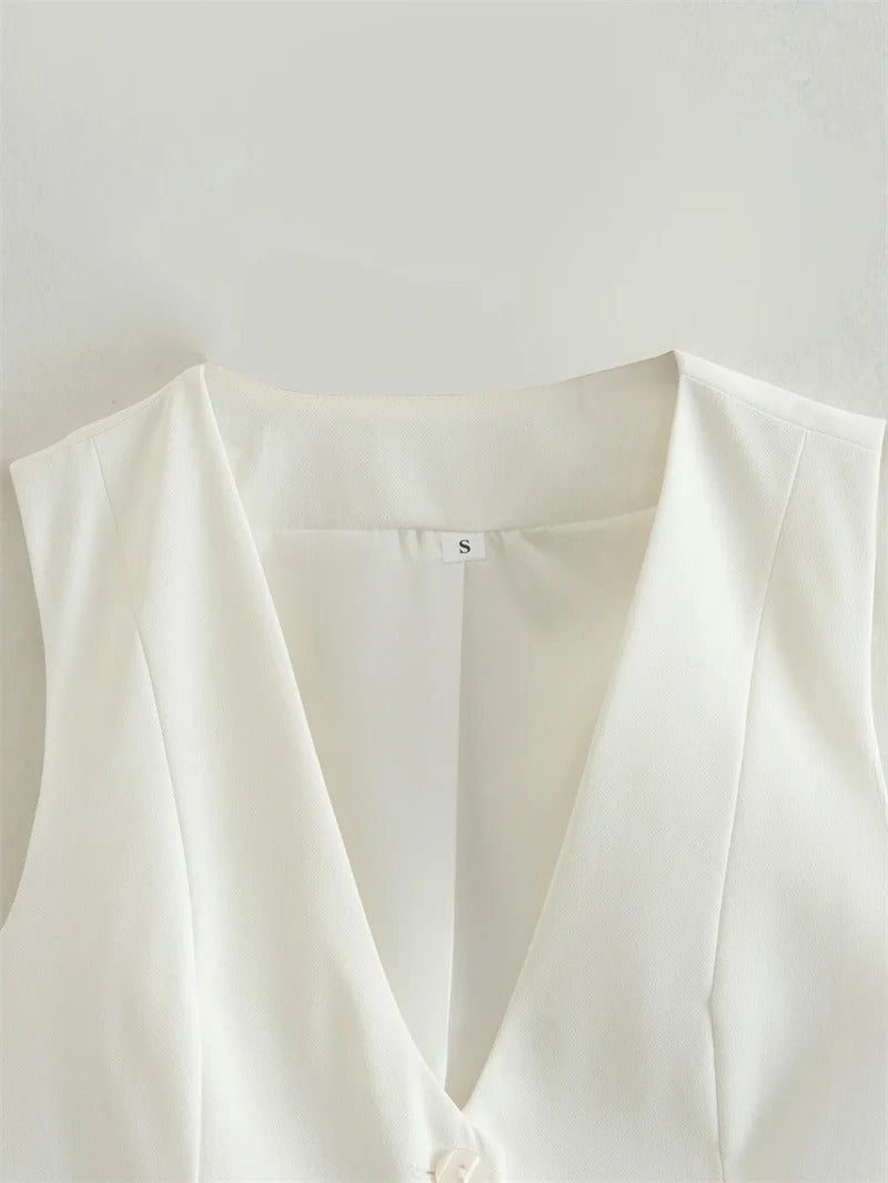 Women's Causal Vest Sleeveless Office Four Buttons