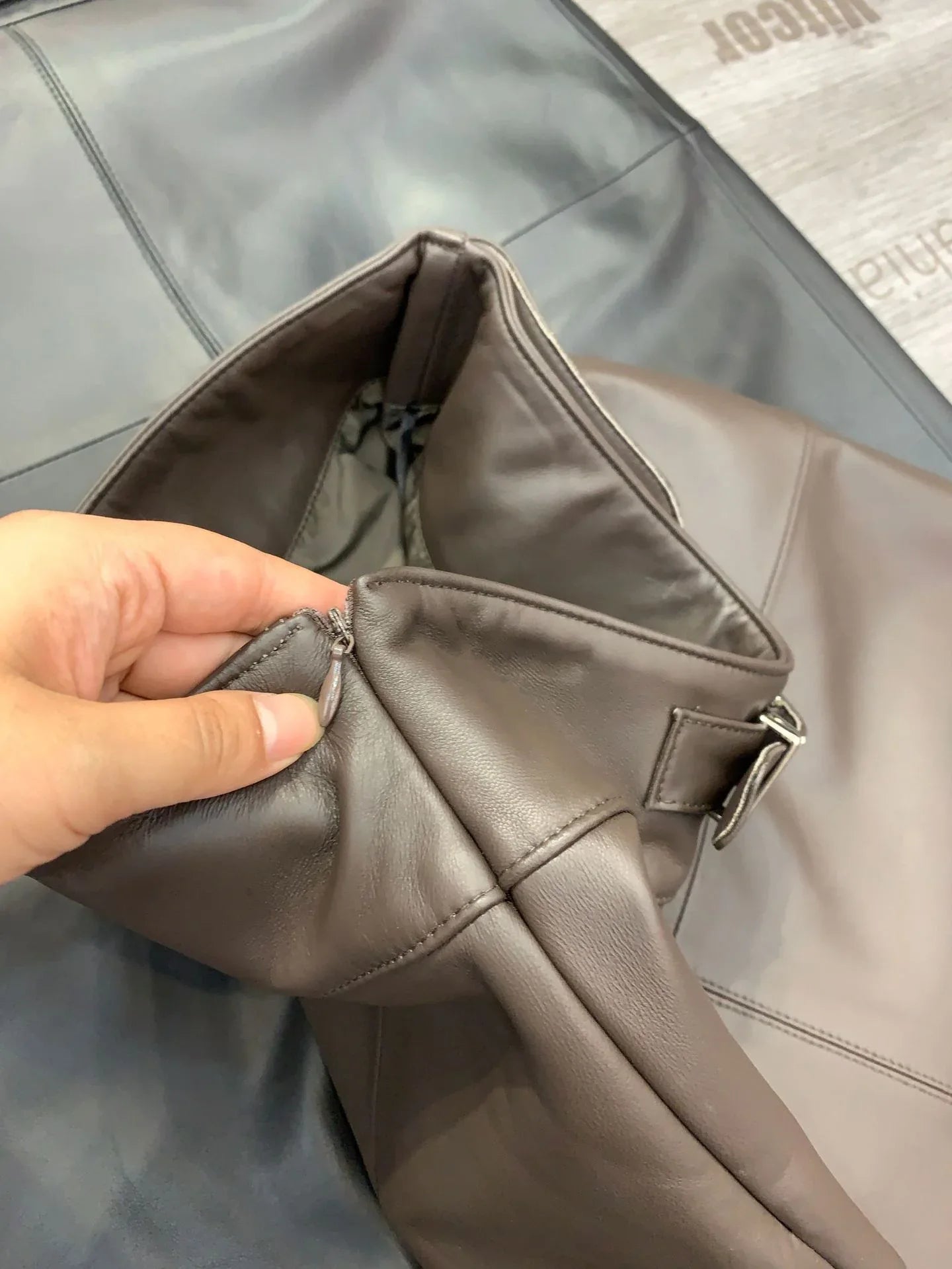 Women sheepskin leather midi skirt with belt