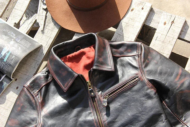 Men’s Waxed Cowhide Leather Jacket